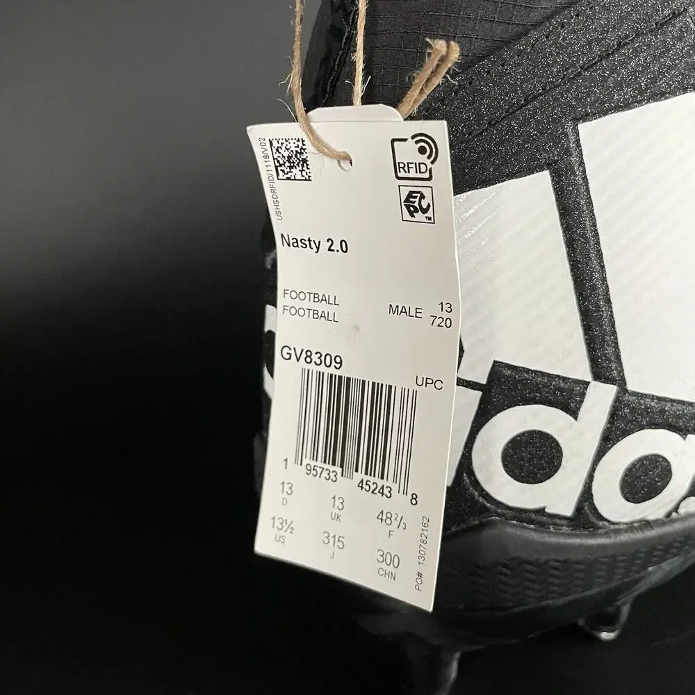 Adidas Nasty Fly 2.0 Mid Men's 13.5 Black White Football Cleats Athletic Sneaker - Picture 7 of 7